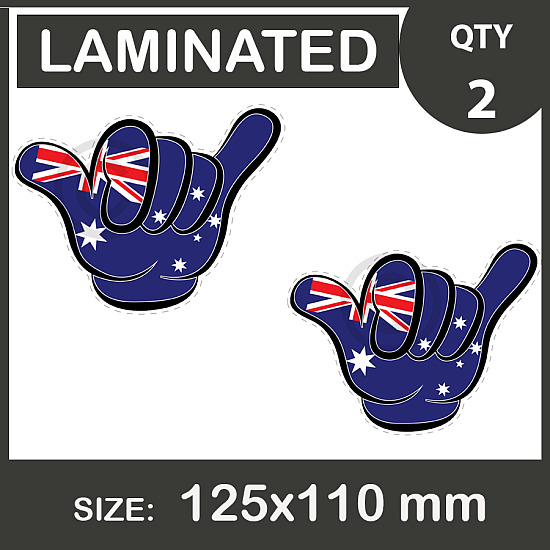 Australia Shaka Hand, Car Stickers, vinyl decal, Laminated.