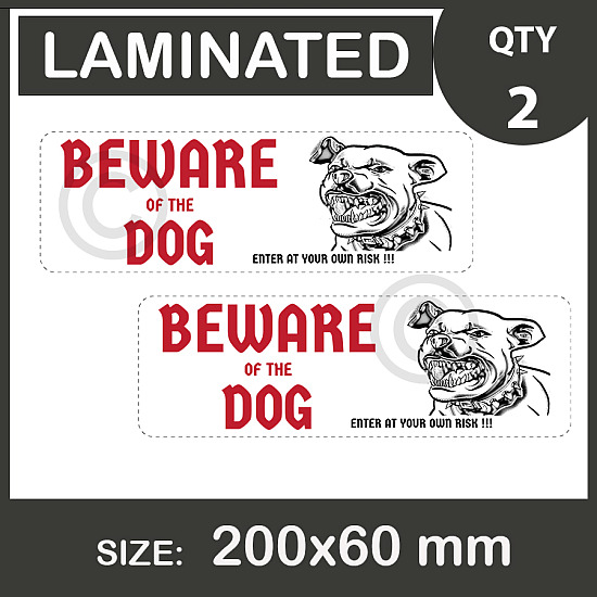 Beware Of The Dog, Diecut vinyl, Car Stickers, vinyl decal, Laptop, Bumper, 4x4, Ute, Laminated.